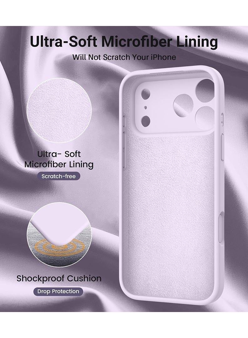 رفع القضية متوافق مع غطاء هاتف آيفون 17 برو من آبل، مصنوع من السيليكون السائل الناعم عالي الجودة [بطانة من الألياف الدقيقة المقاومة للخدش] غطاء هاتف رفيع مقاوم للصدمات، لون بنفسجي - Image 4